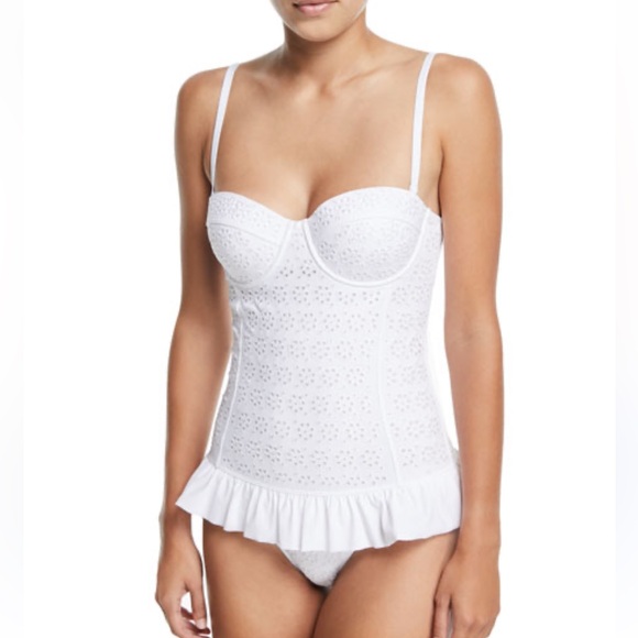 Tory Burch Broderie Anglaise Flounce One-Piece Bathing Suit - Size Large - Picture 1 of 14
